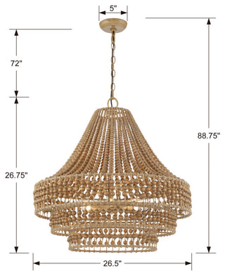 Crystorama SIL-B6006-BS, 6-Light Chandelier, Burnished Silver