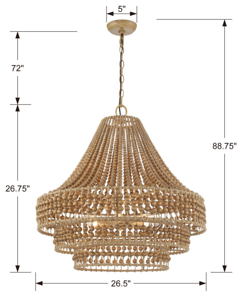 Crystorama SIL-B6006-BS, 6-Light Chandelier, Burnished Silver
