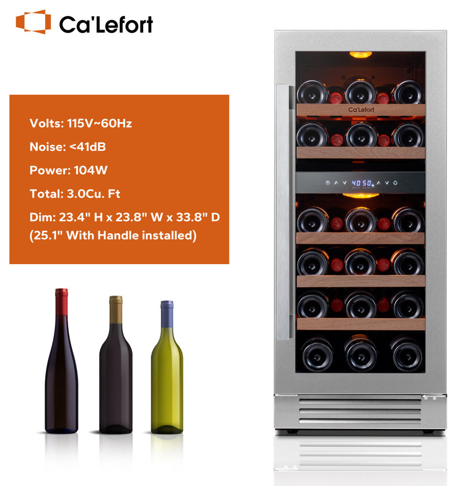 Ca"™Lefort Wine Cooler 15 Wine FridgeLED Lights, Built-In/Freestanding, Home