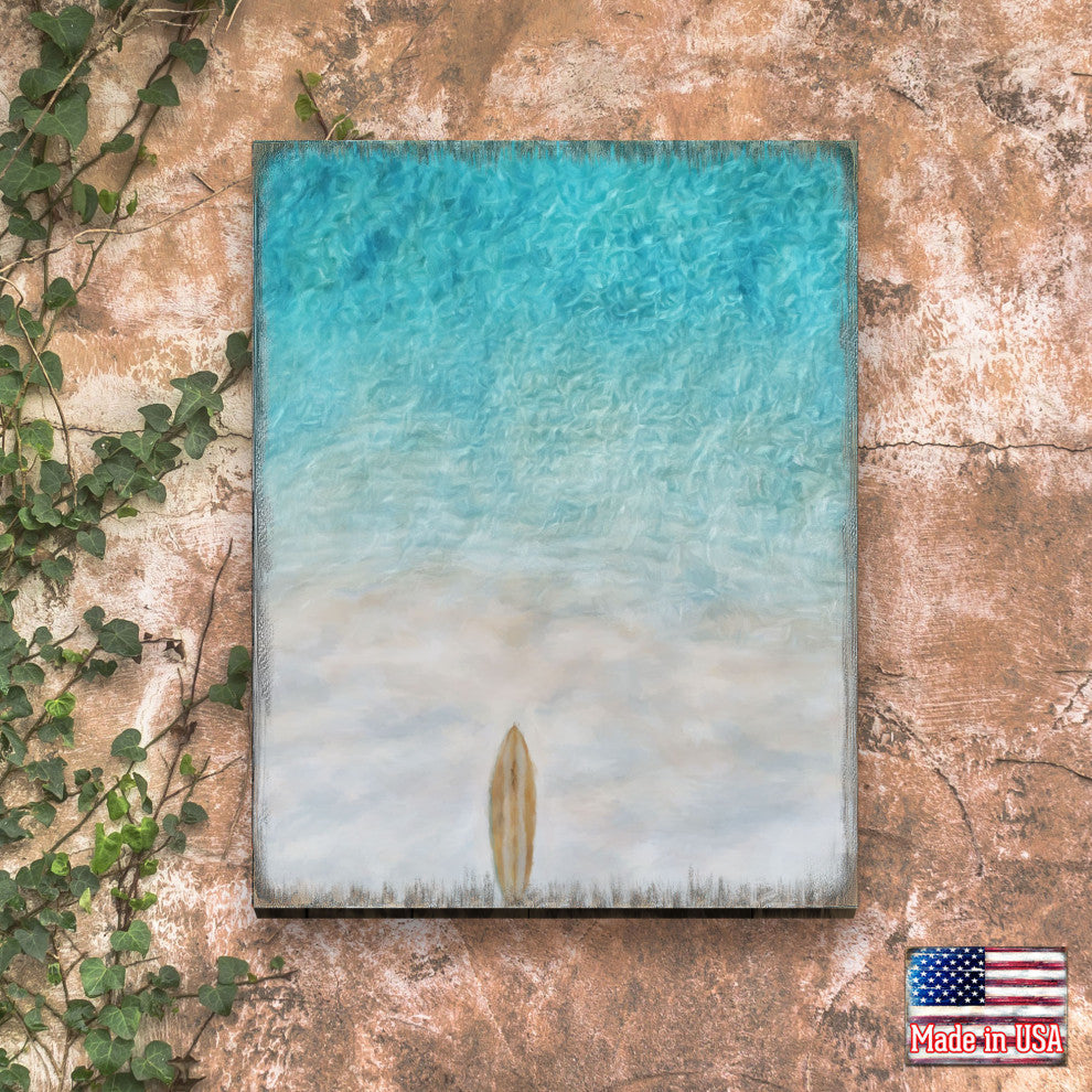 Surfboard Wooden Coastal Wall Art, Medium 18x12
