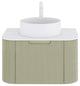 Wall-Mounted Bathroom Vanity With White Round Ceramic Basin, Light Green, 24"