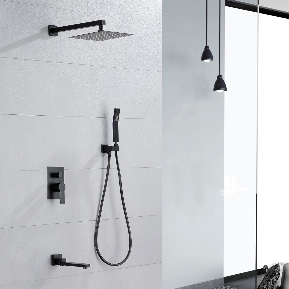 10" Shower System With Shower, Matte Black