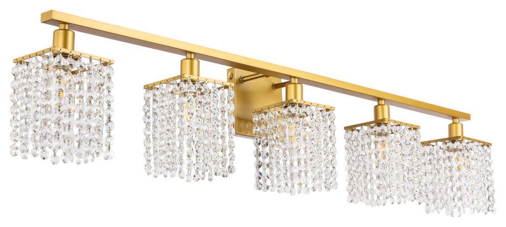 Elegant Lighting LD7014 Phineas 5 Light 42"W Bathroom Vanity - Brass