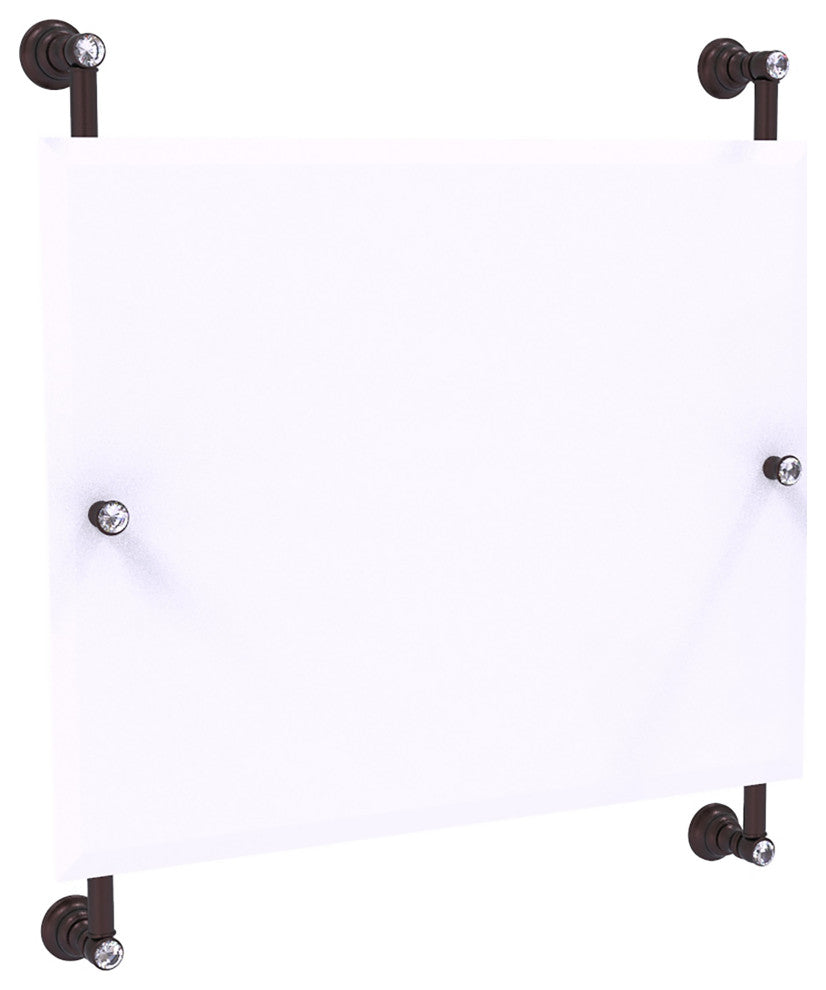 Carolina Crystal Landscape Frameless Rail Mounted Mirror, Antique Bronze