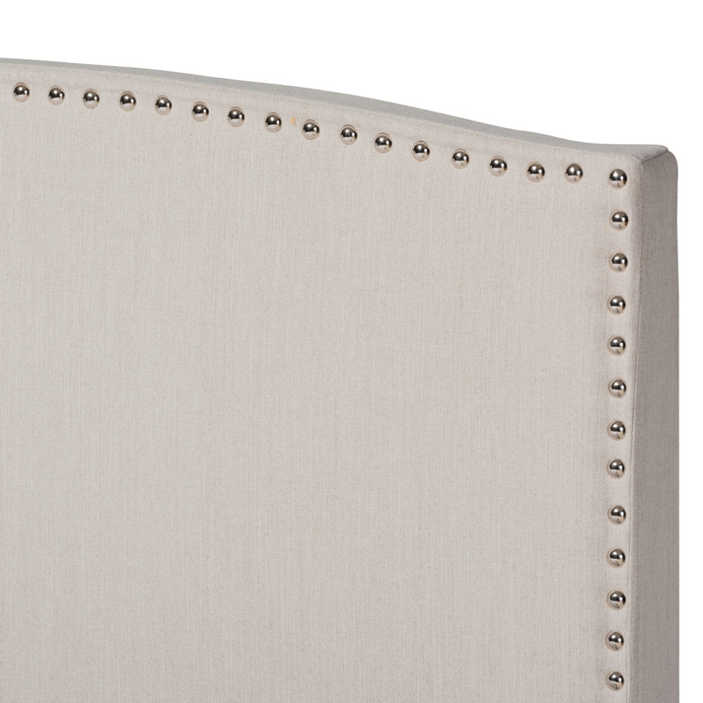 Modern Transitional Beige Fabric Upholstered Queen Size Panel Bed