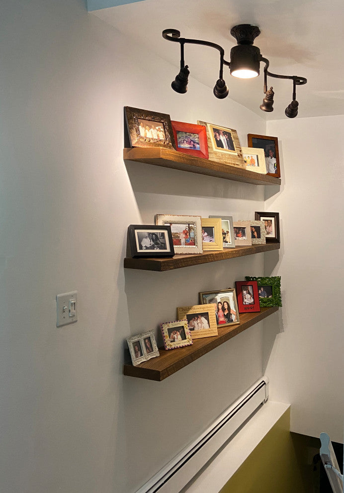 Rustic, Floating Shelf, 2" Thick x 8" Deep, with Mounting, Medium Brown, 60"