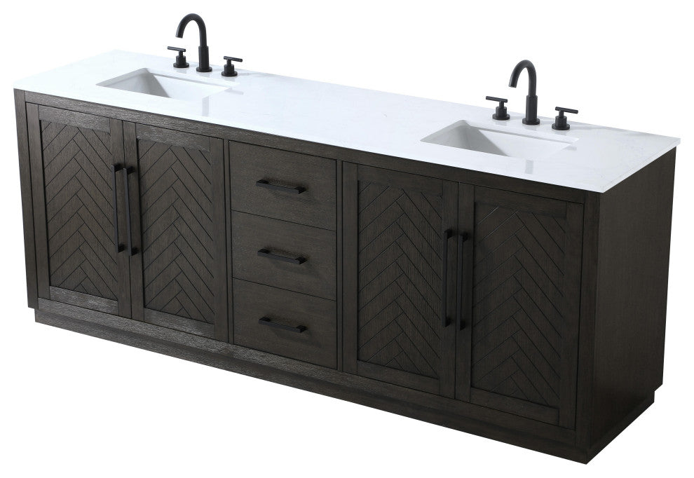 Home Living 84" Double Bathroom Vanity, Chocolate Oak