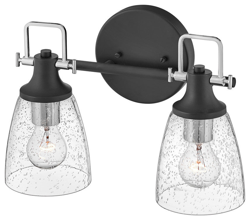 Hinkley Easton 14.5" Two Light Bath Vanity Fixture, Black + Chrome