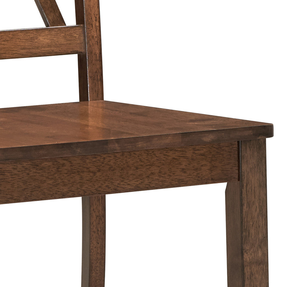 Set of 2 Double-X Back Wood Chairs, Walnut