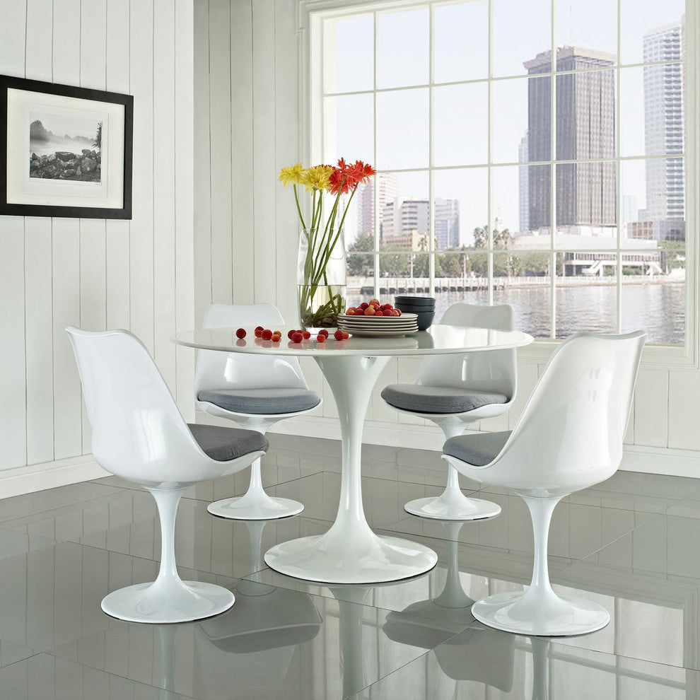 Modern Gray Tulip 5 Piece Fiberglass Dining Set