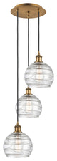 Athens Multi-Pendant, Brushed Brass, Clear Deco Swirl