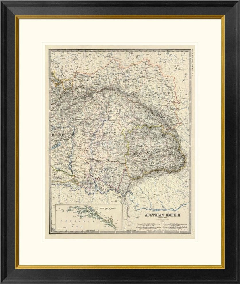"Austria East, 1861" Framed Digital Print by Alexander Keith Johnston, 27x32"