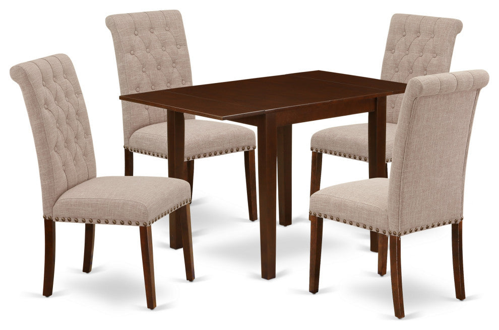 Dinette Set 5 Pc "“ Four Kitchen Chairs, Dining Table Mahogany Finish Wood