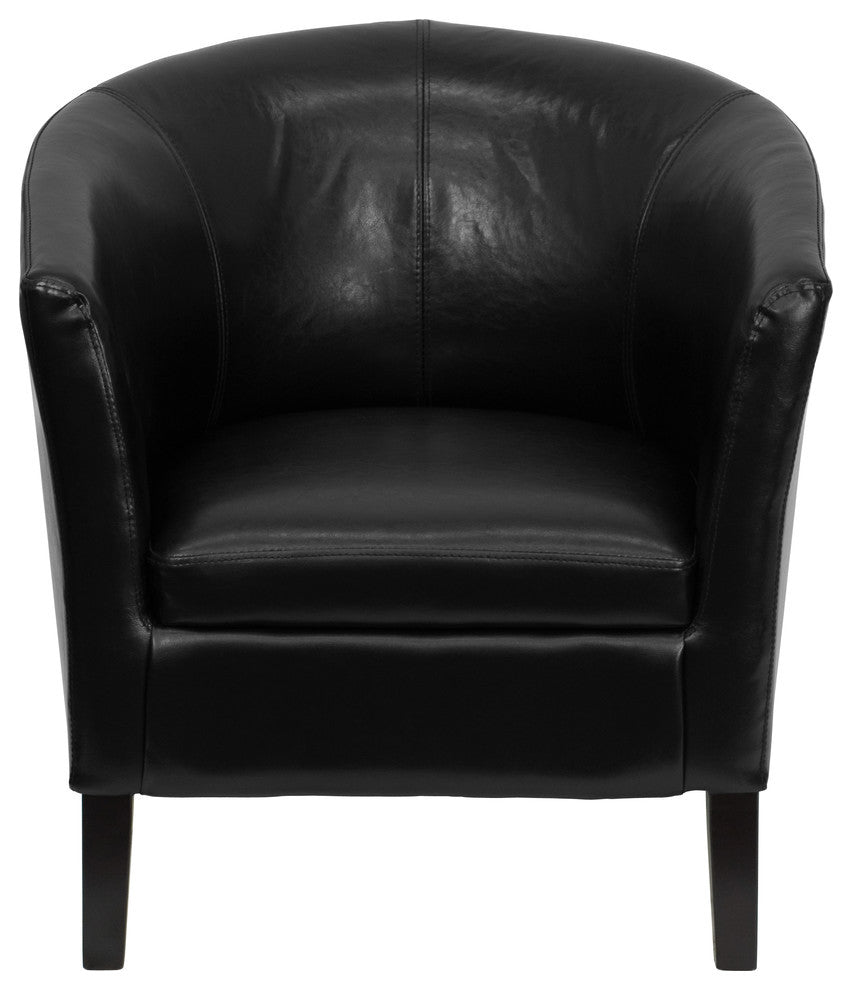 Flash Furniture Black Leather Barrel Shaped Guest Chair