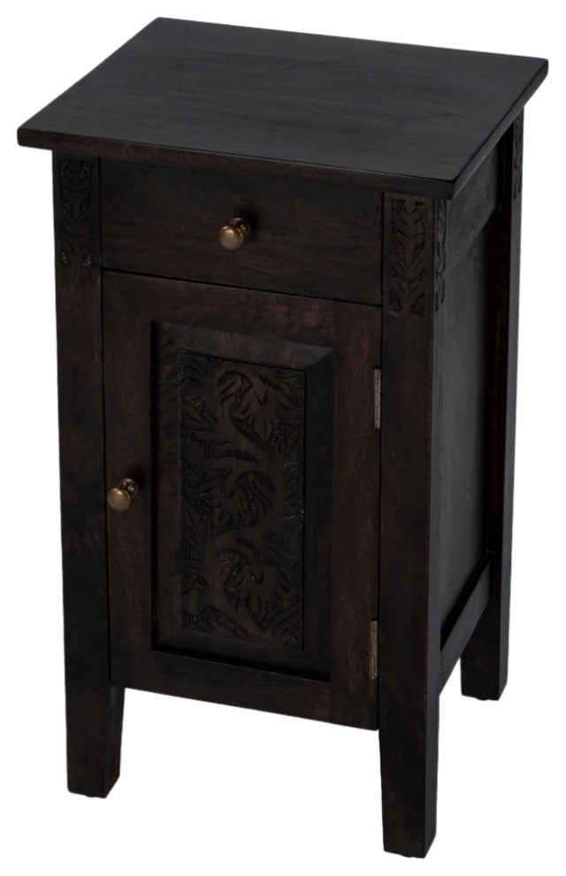 Switra 1-Door 1-Drawer End Table, Dark Brown