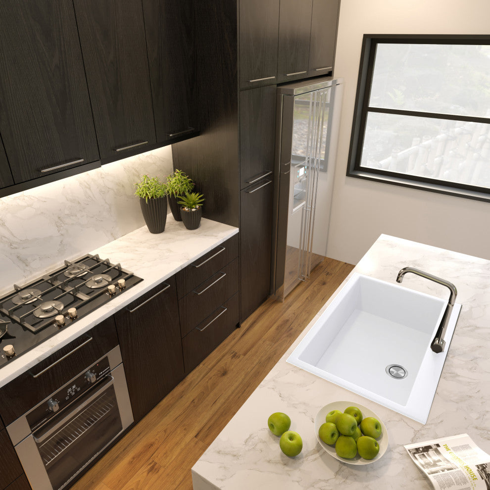 Nantucket Sinks 33" Dual Mount Granite Composite Sink, White