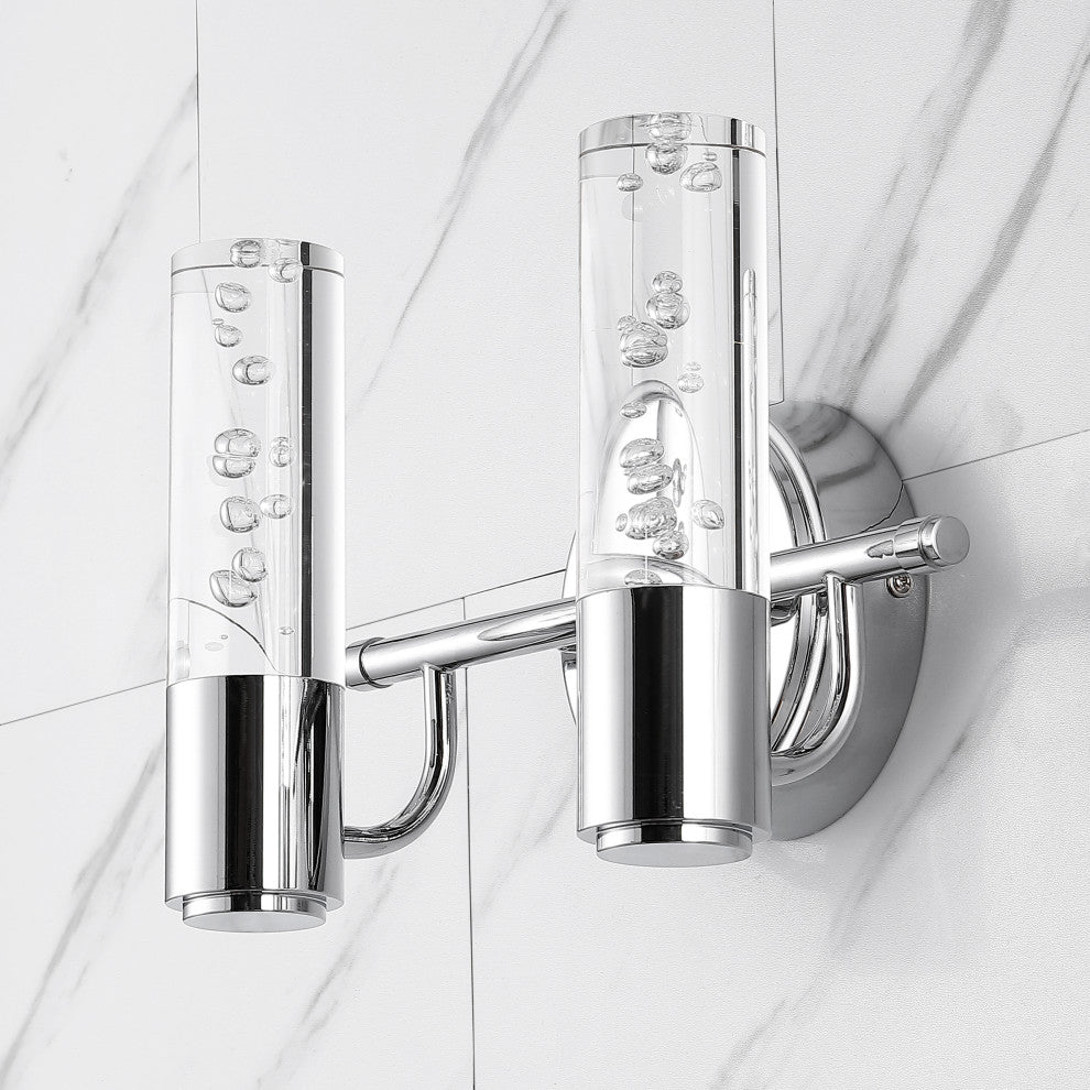 Bolha Bubble Acrylic/Iron Integrated LED Vanity Light, Chrome, 2 - Light(s)