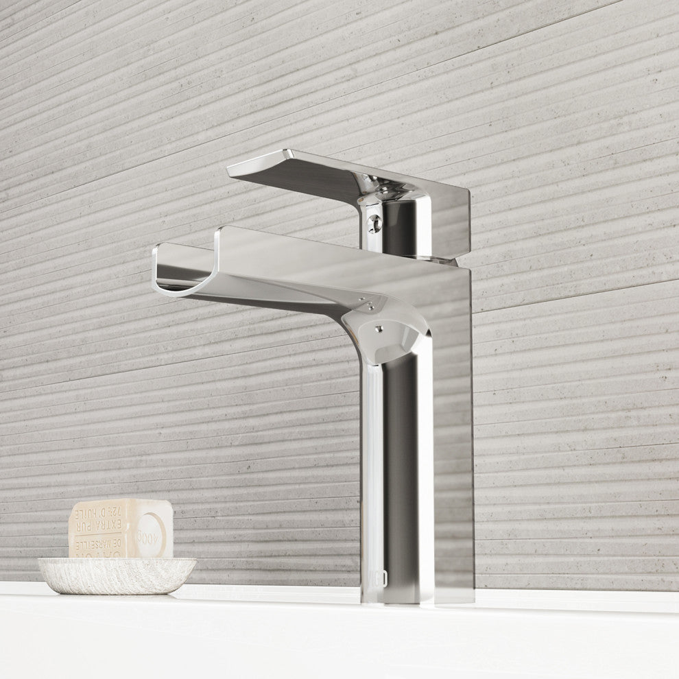 VIGO Ileana 7" H Single Handle Single Hole Bathroom Faucet, Chrome, Without Extras