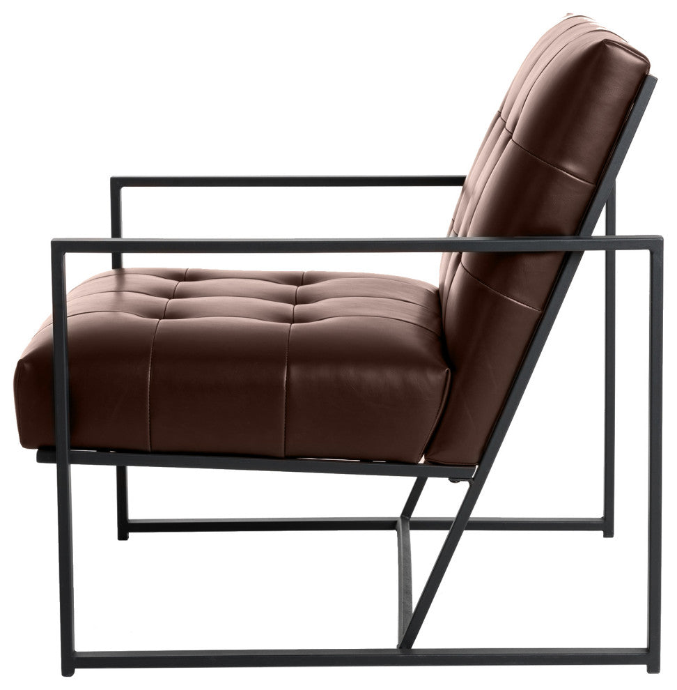 29.25"H PU Leather Tufted Accent Chair, Brown