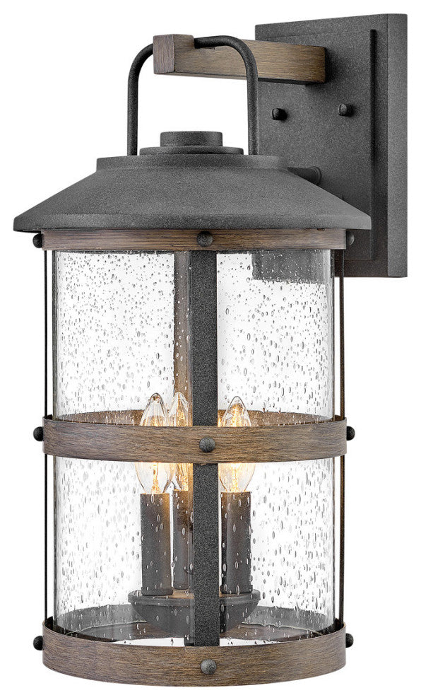 Hinkley Lakehouse Medium Wall Mount Lantern, Aged Zinc