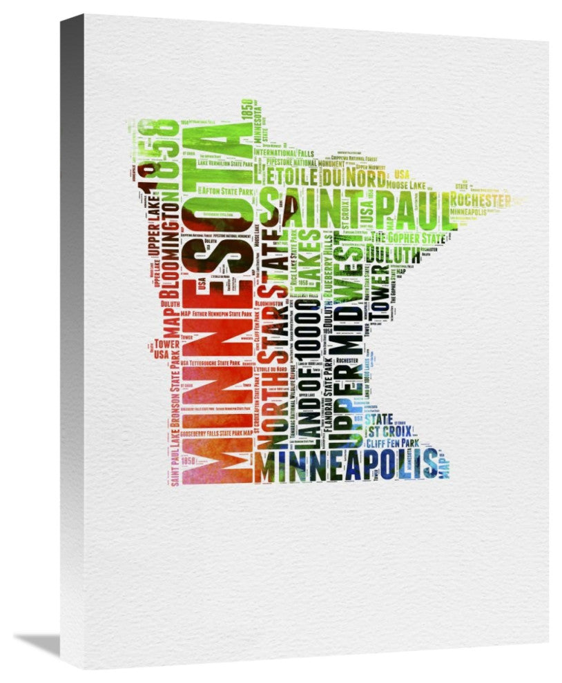 "Minnesota Watercolor Word Cloud" Fine Art Print