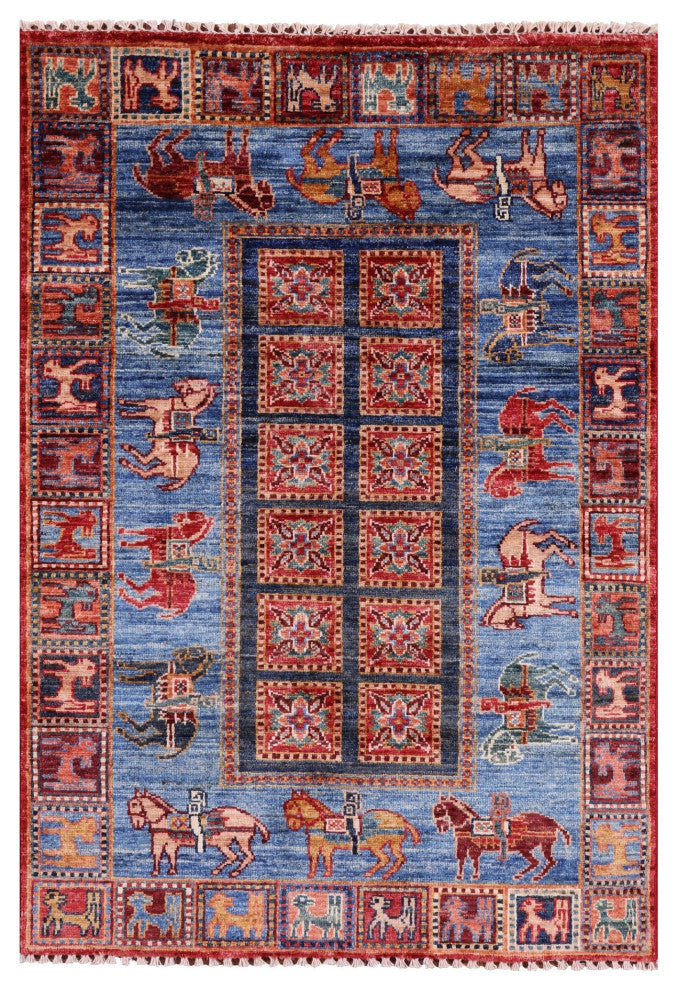 2' 9" X 4' 0" Hand-Knotted Antiqued Pazyryk Historical Design Rug Q10975