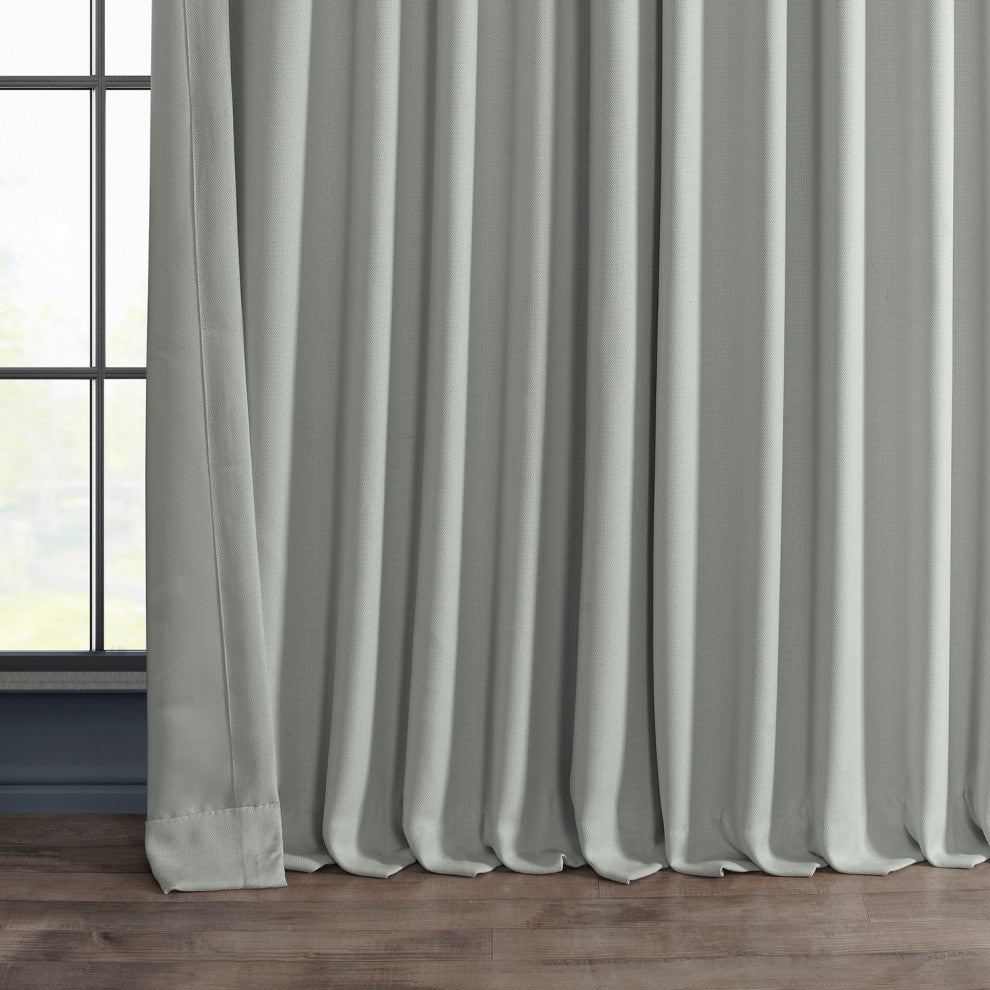Faux Linen Extra Wide Room Darkening Curtain Single Panel, Oyster, 100"x108"