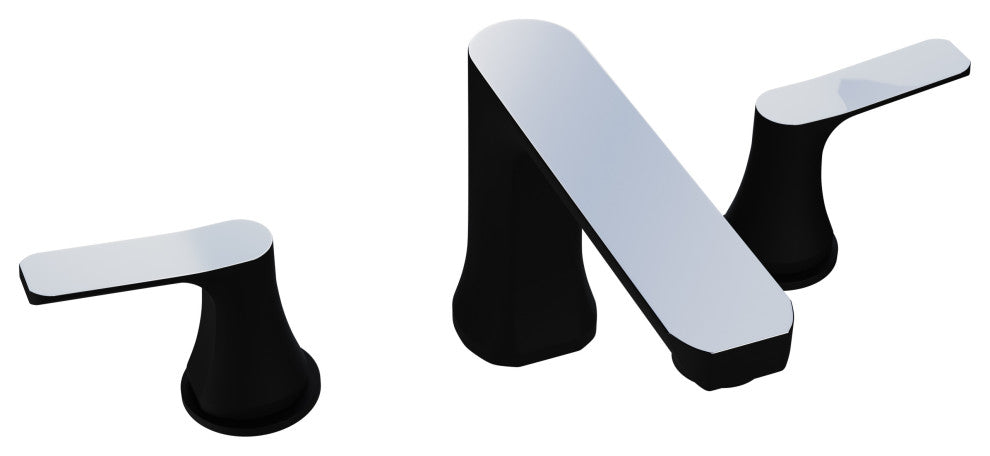 2-Handle 3-Hole Widespread Bathroom Faucet, Matte Black and Chrome