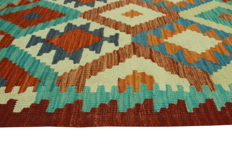 Sangat Kilim Abdulker Burgundy/Blue Runner, 2'10x12'6