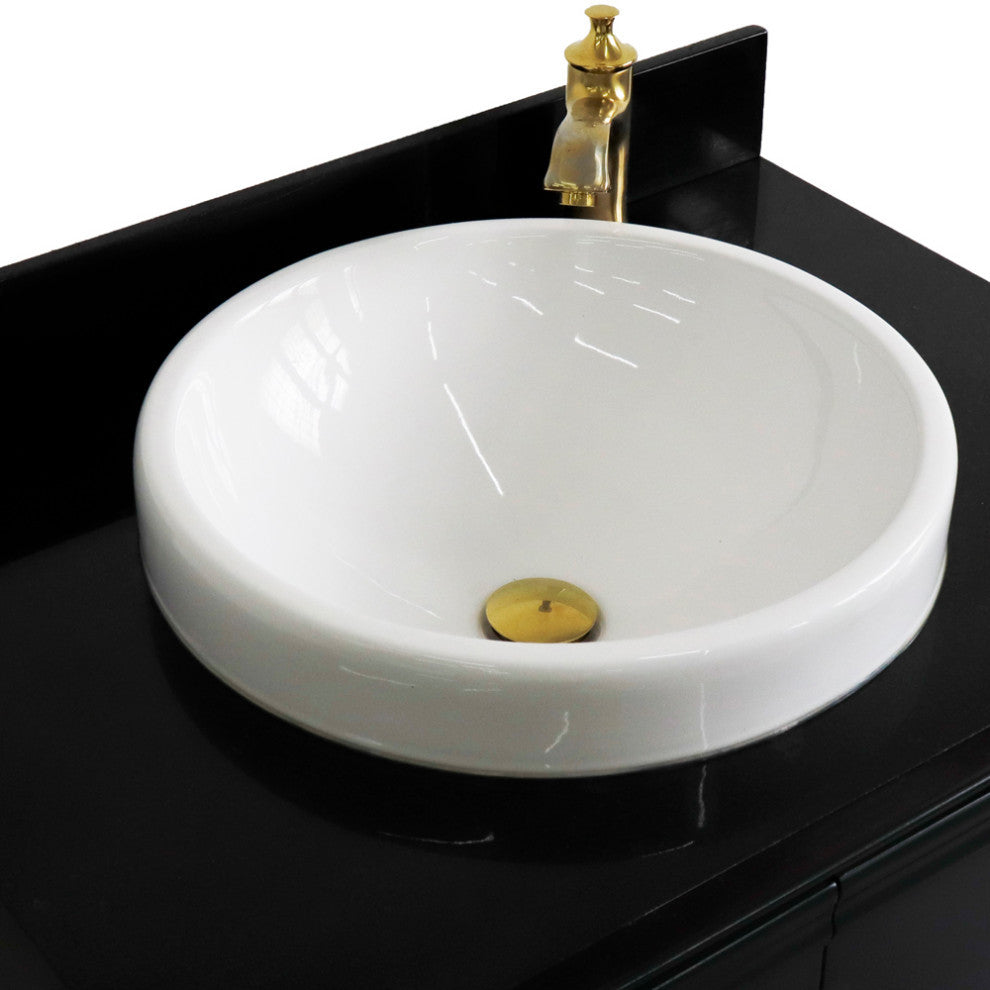 31" Single Vanity, Dark Gray Finish With Black Galaxy And Round Sink
