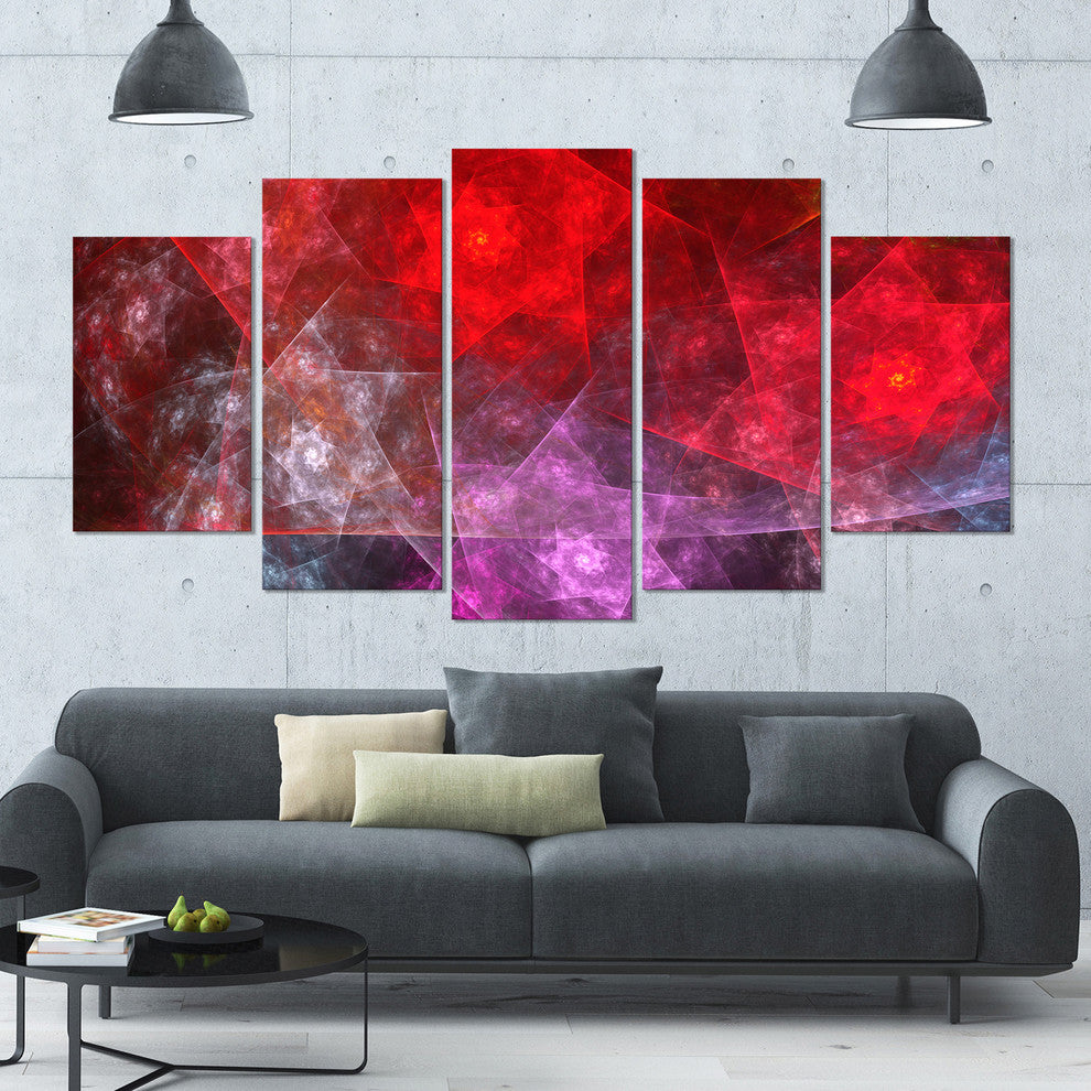Red Purple Symphony of Gems, Contemporary Canvas Art Print, 60"x32", 5 Panels