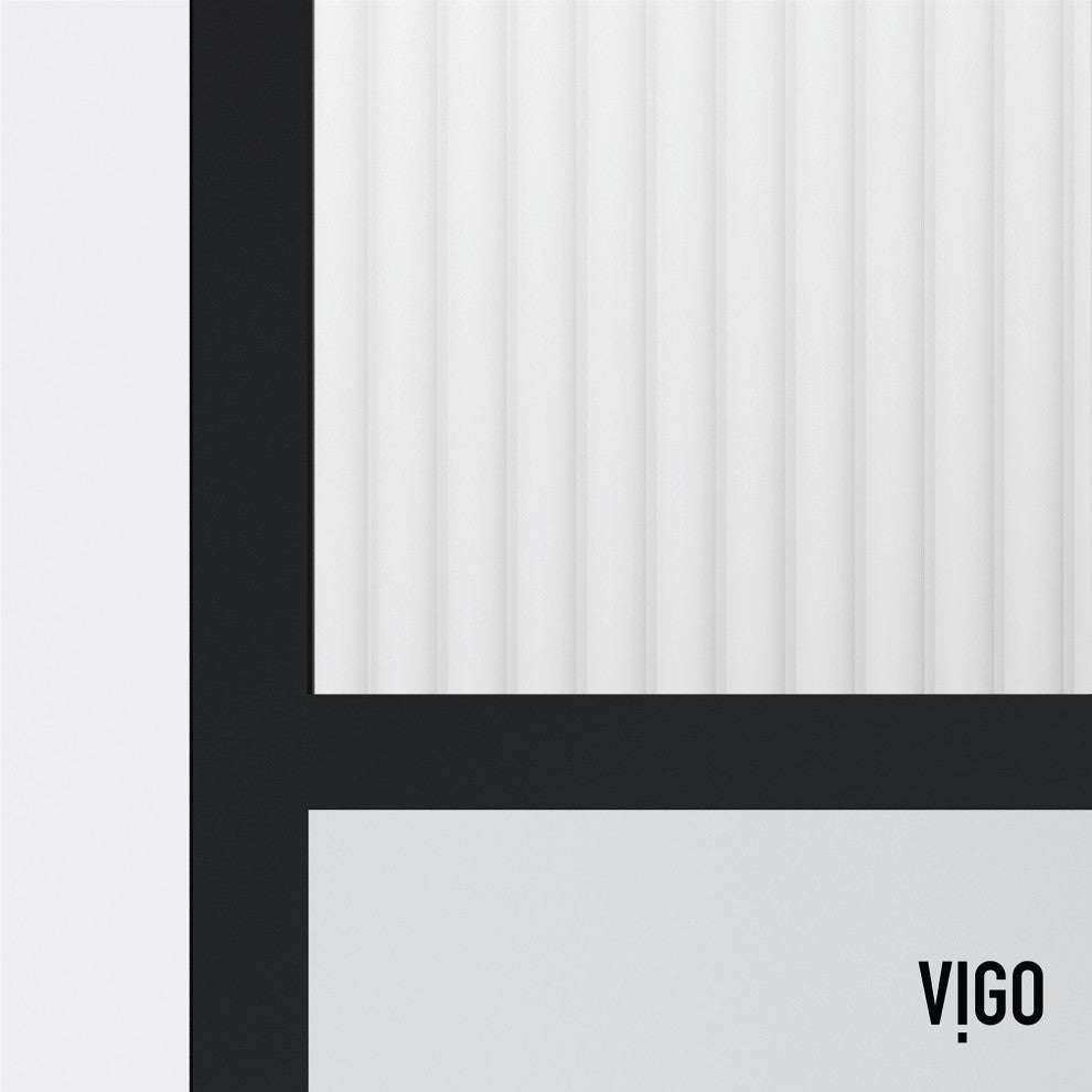 VIGO Essex 34" W x 74" H Framed Fixed Shower Screen with Fluted Glass, Matte Black