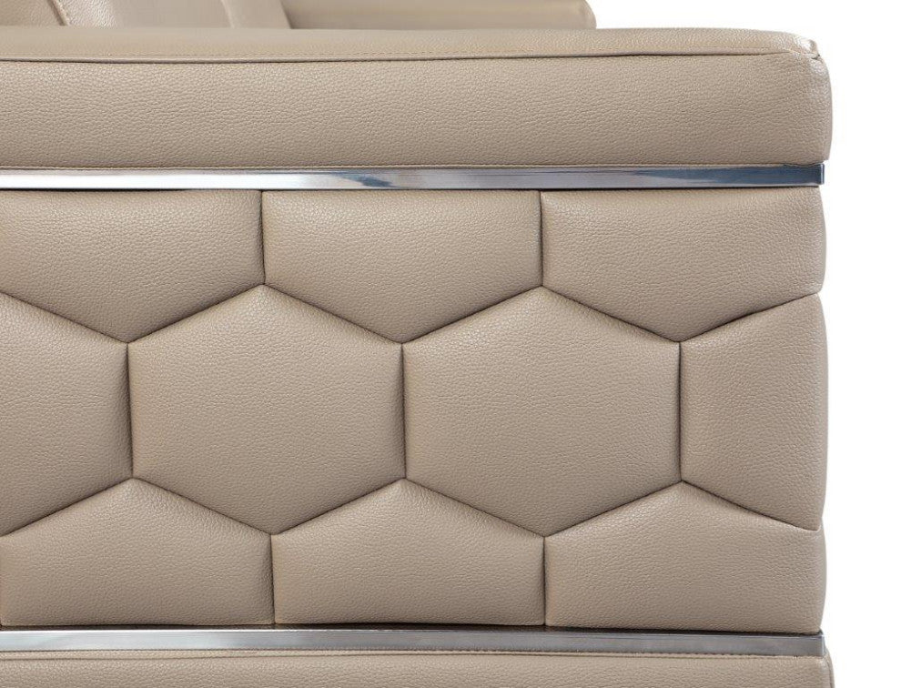 Rome Contemporary Genuine Italian Leather Armchair Beige