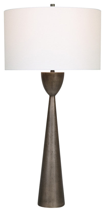Minimalist Tapered Pyramid Column Aluminum Table Lamp 36 in Metal Geometric