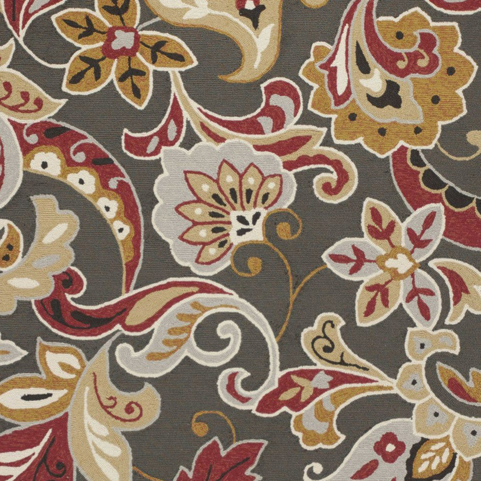 HomeRoots 7' Round UV treated Polypropylene Taupe Area Rug