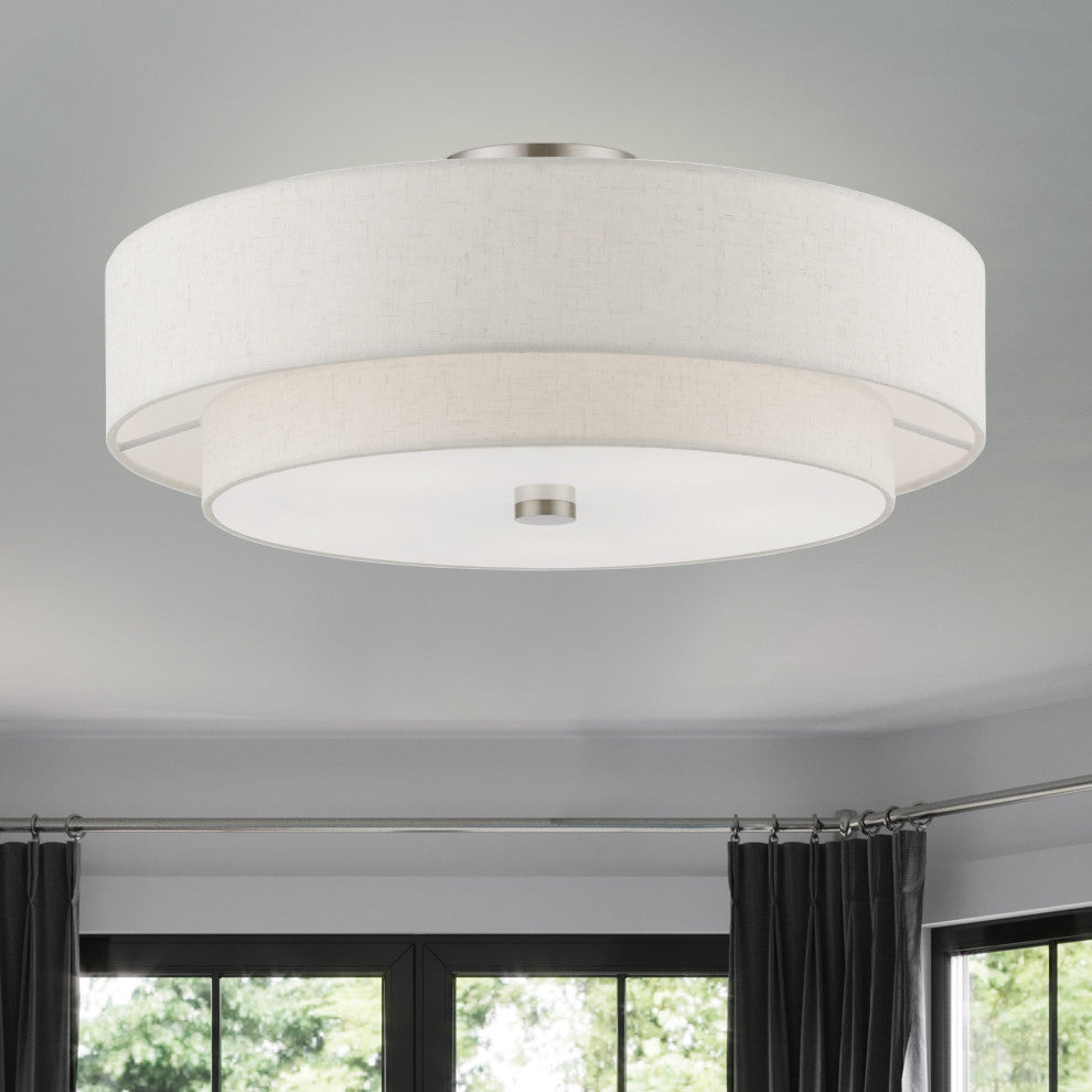 Meridian 5 Light Brushed Nickel Semi-Flush