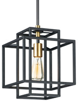 Maxim 10246 Liner 1 Light 10"W Mini Pendant - Black / Satin Brass