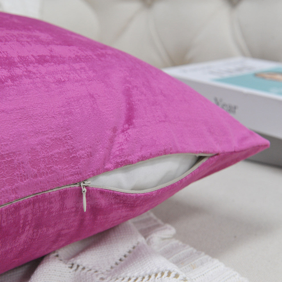 Serenta Textured Velvet Pillow Shell, Set of 4, Raspberry Rose
