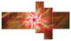 Rotating Brown Bright Fireworks, Floral Canvas Art Print, 60"x32", 5 panels