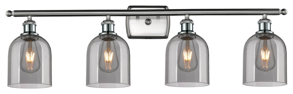 Ballston-Bella 4-Light 36" Bath Vanity Light, Brushed Satin Nickel, Light Smoke