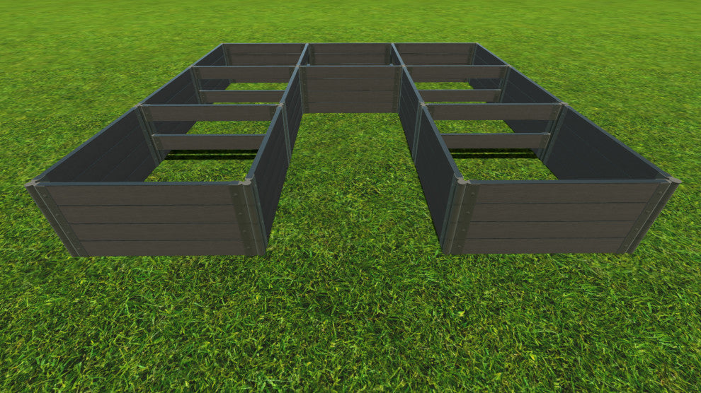 Weathered Wood Walk-In Jumbo U-Shape' 12'x12' 22" Raised Garden Bed, 2" Profile
