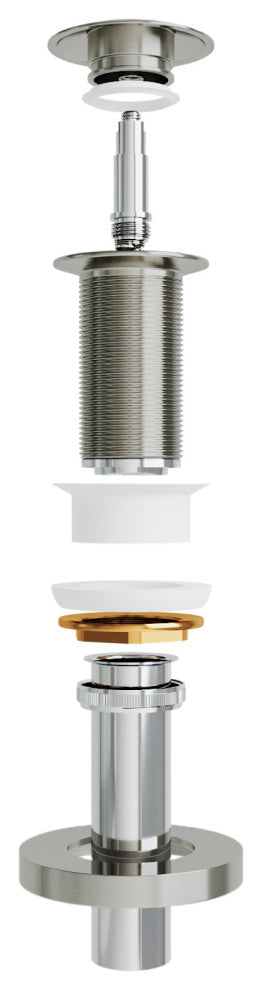 VIGO 1.75" W Bathroom Sink Pop-Up Drain, Brushed Nickel, Without Overflow, Vessel, With Mounting Ring