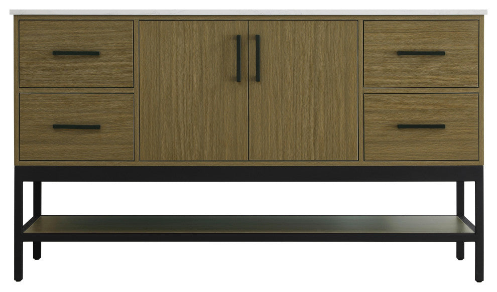 Home Living 60" Single Bathroom Vanity, Chestnut Brown