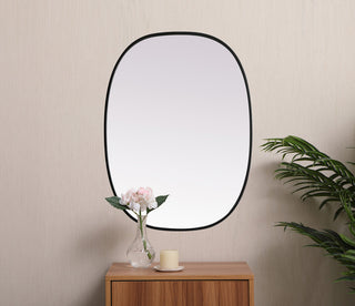 Metal Frame Oval Mirror 27X36 Inch, Black
