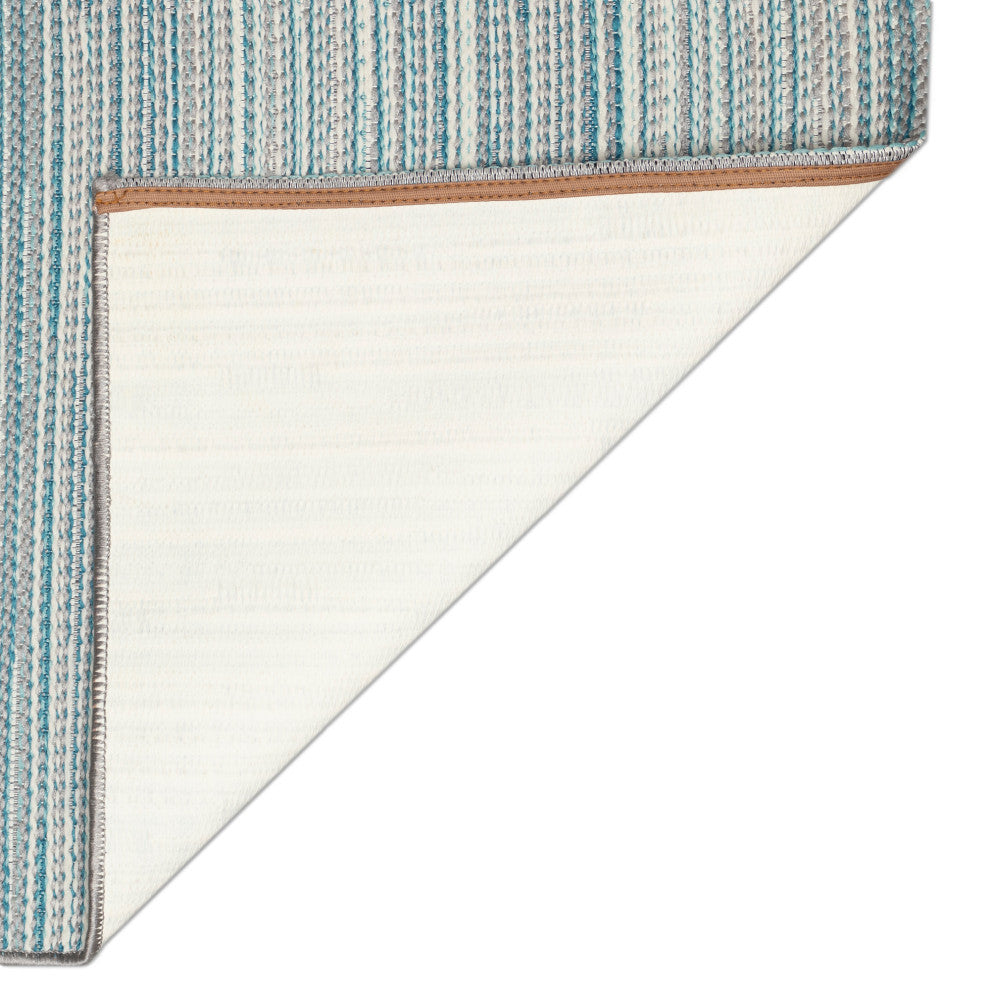 Miranda Tweed Stripe Indoor/Outdoor Rug Aqua 1'11"x4'11"