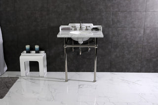 Kingston Brass LMS30MB6 30" Carrara Marble Console Sink, Legs