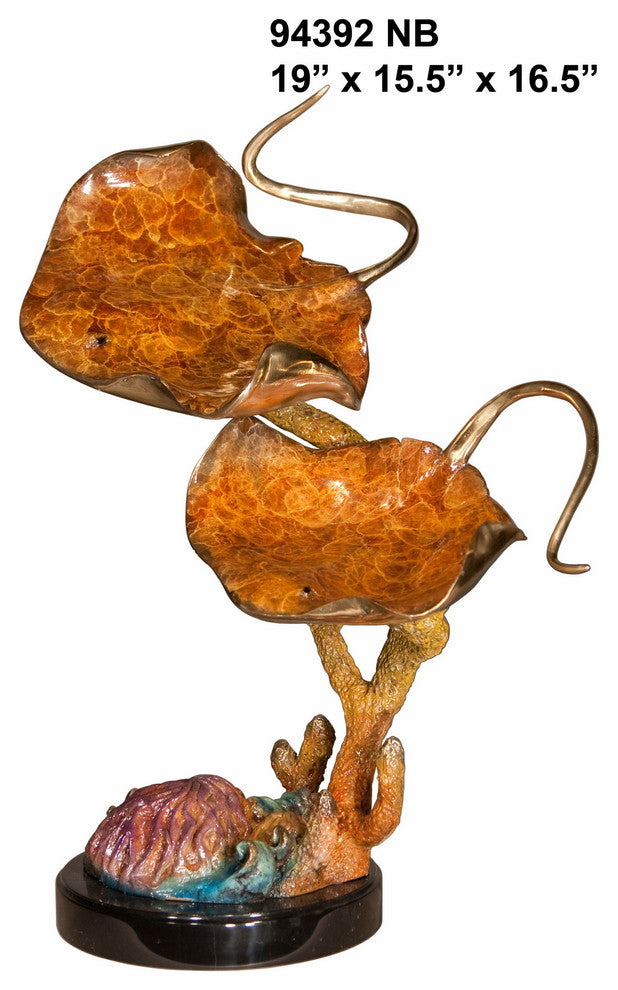 Sea Rays With Marble Base, Special Patina Sculpture