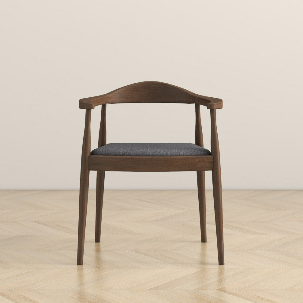 Freya Mid-Century Modern Solid Wood Upholstered Dining Chair, Grey