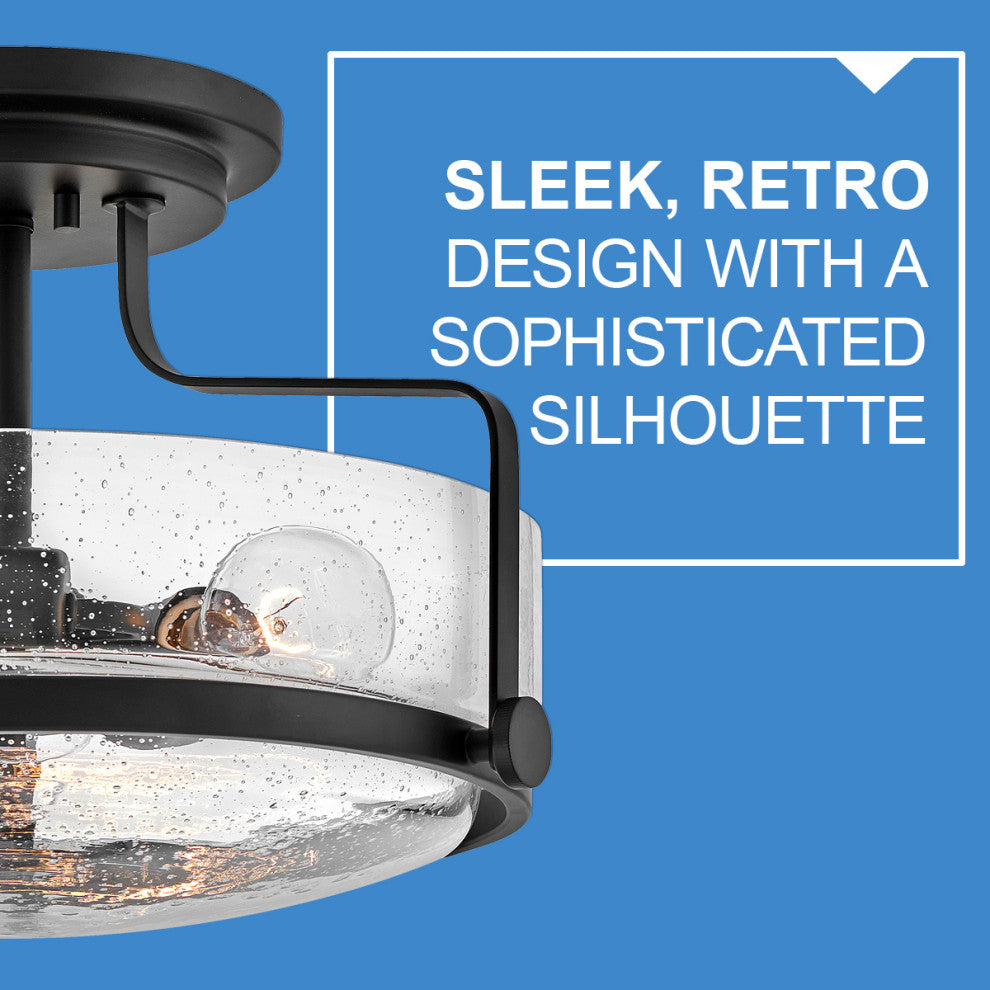 Hinkley Harper 14.5" Semi-Flush Ceiling Light, Black
