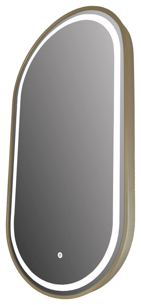 Large Lapping LED Lighted Bath Vanity Mirror, Gold, 18"x36"